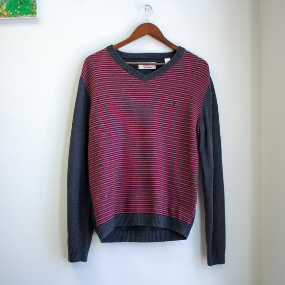 An Original Penguin by Munsingwear V-Neck Striped Sweater Size Large - Picture 1 of 8